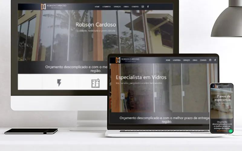 Site da RC Vidros e Manutenções em computador, notebook e celular